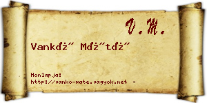 Vankó Máté névjegykártya